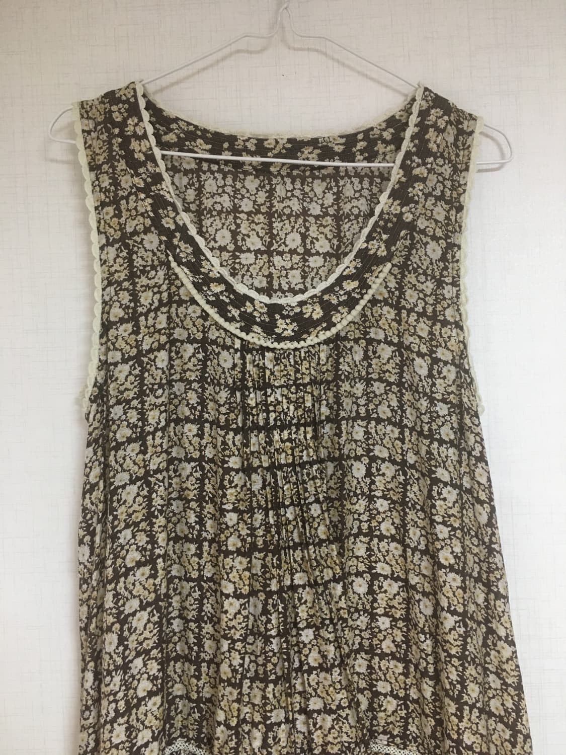 모리걸 빈티지 플라워 슬리브리스 원피스 상품이미지2