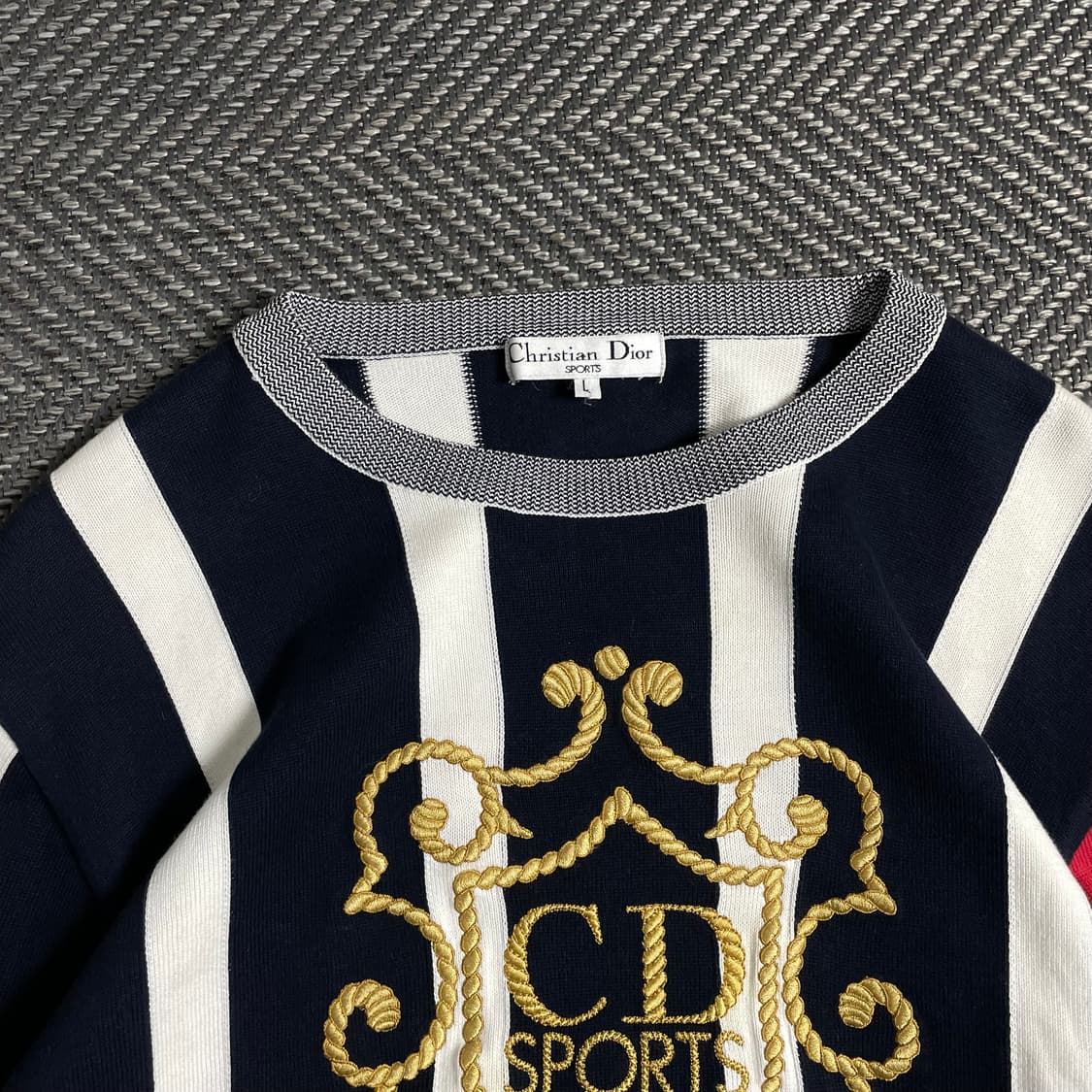 90s 크리스찬 디올 아카이브 빅로고 스트라이프 패턴 니트y 5050 상품이미지5