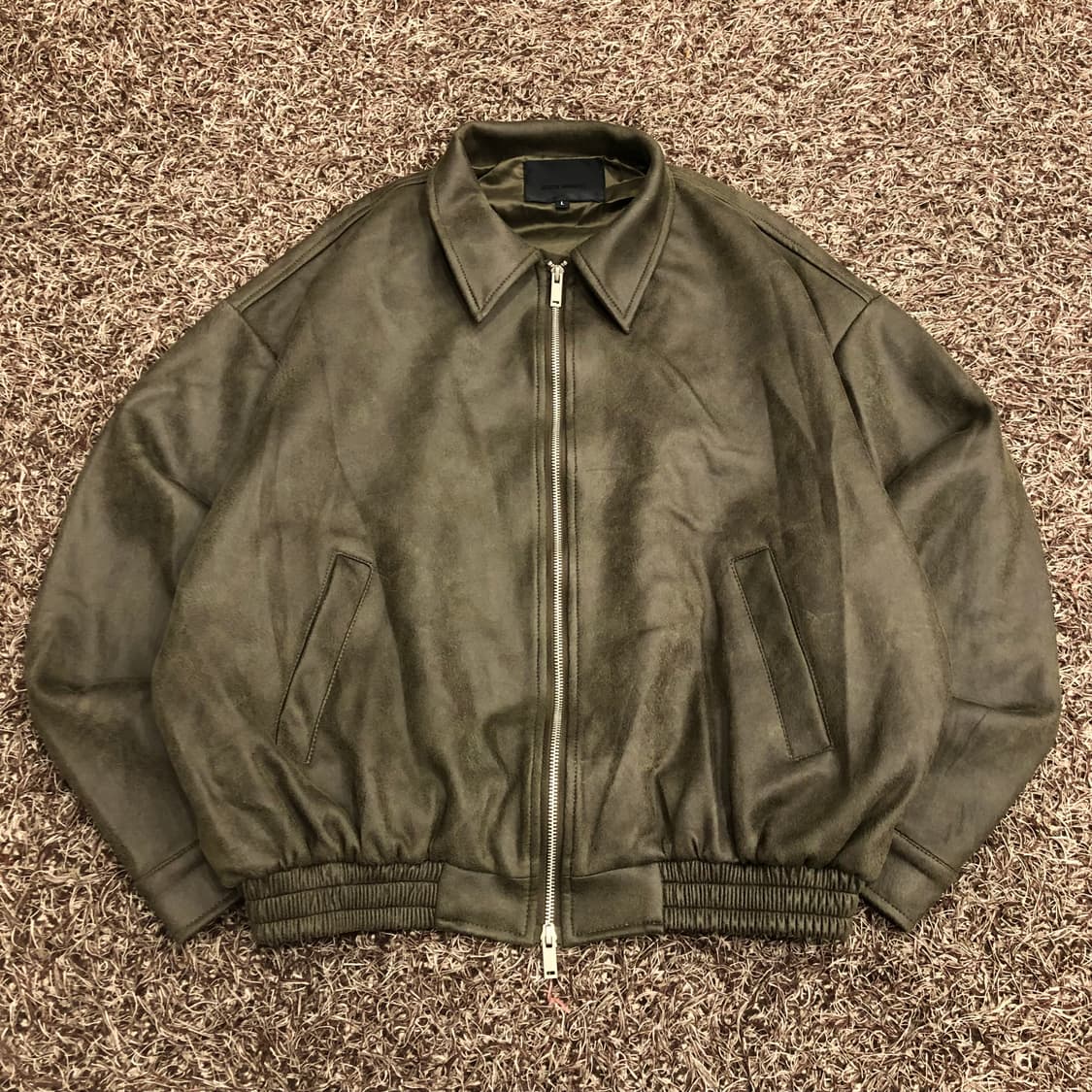 블랙모먼트 비건 스웨이드 오버핏 미니멀 스트레이트 집업 블루종 자켓 상품이미지3