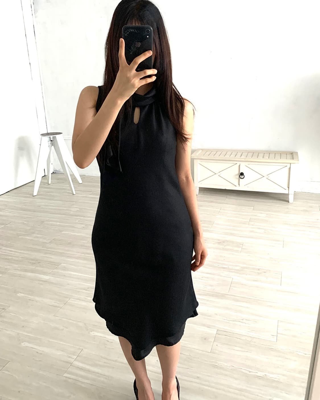 Black Tie Feminine Midi Dress 상품이미지4