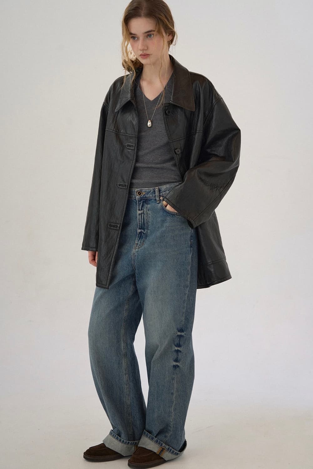 [새상품] 모데스트무드 런던레더자켓 상품이미지3