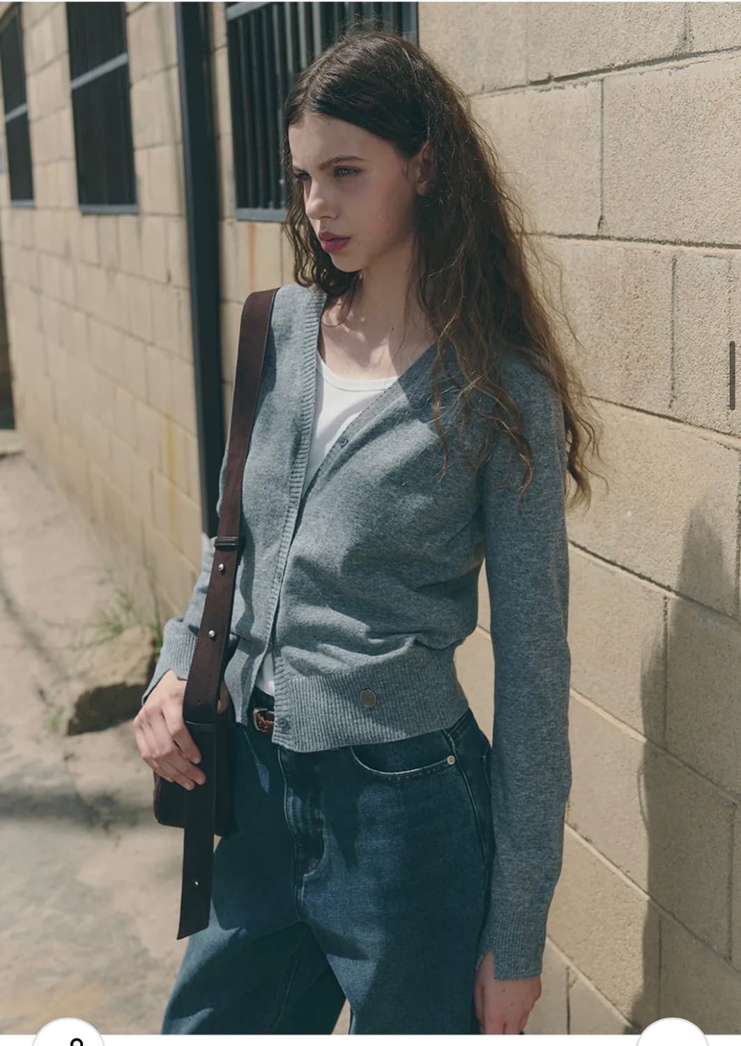 (새상품) 레더리 슬릿 슬리브 브이넥 가디건 [GREY] 상품이미지7