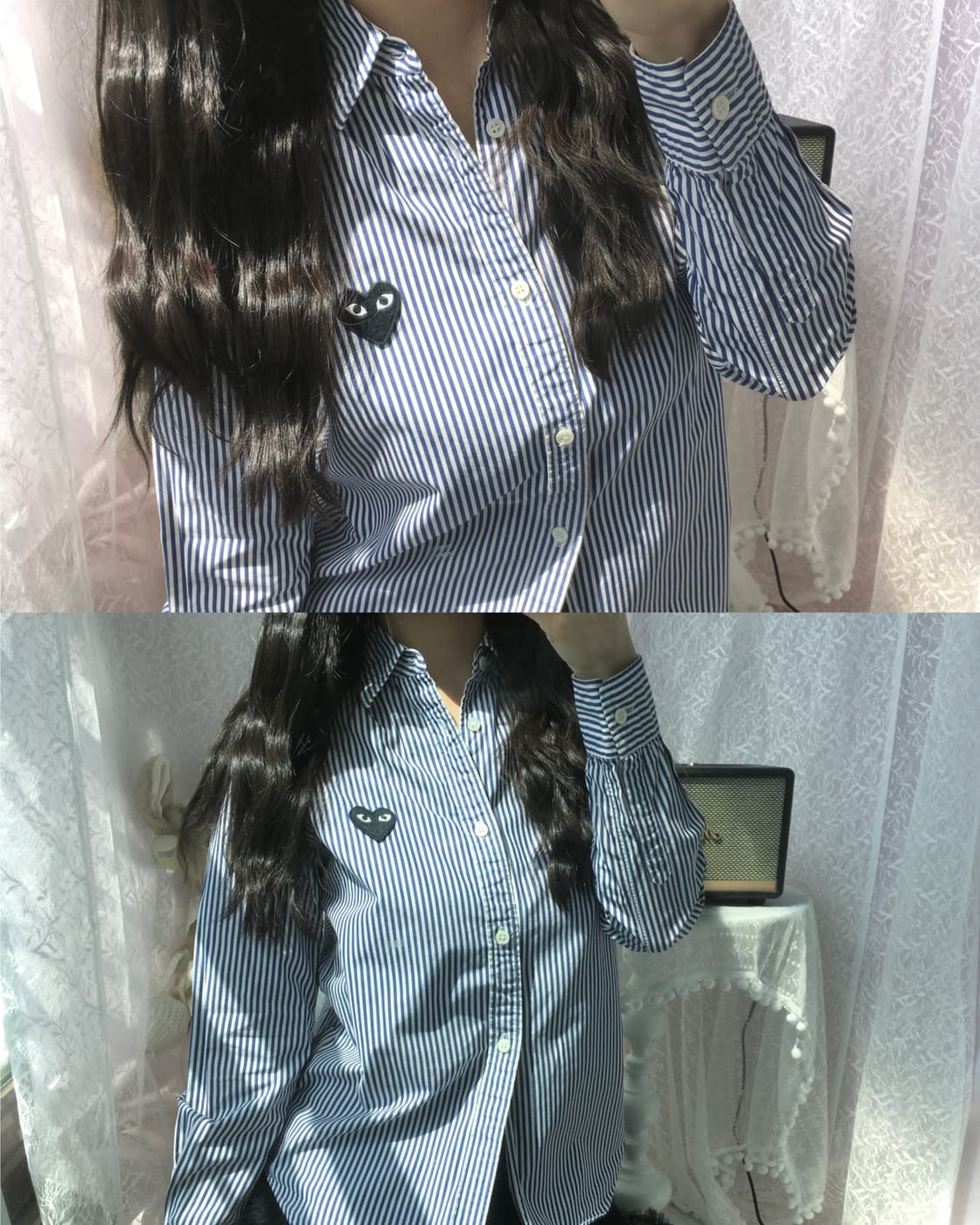 comme des garcons navy stripe shirt 상품이미지2