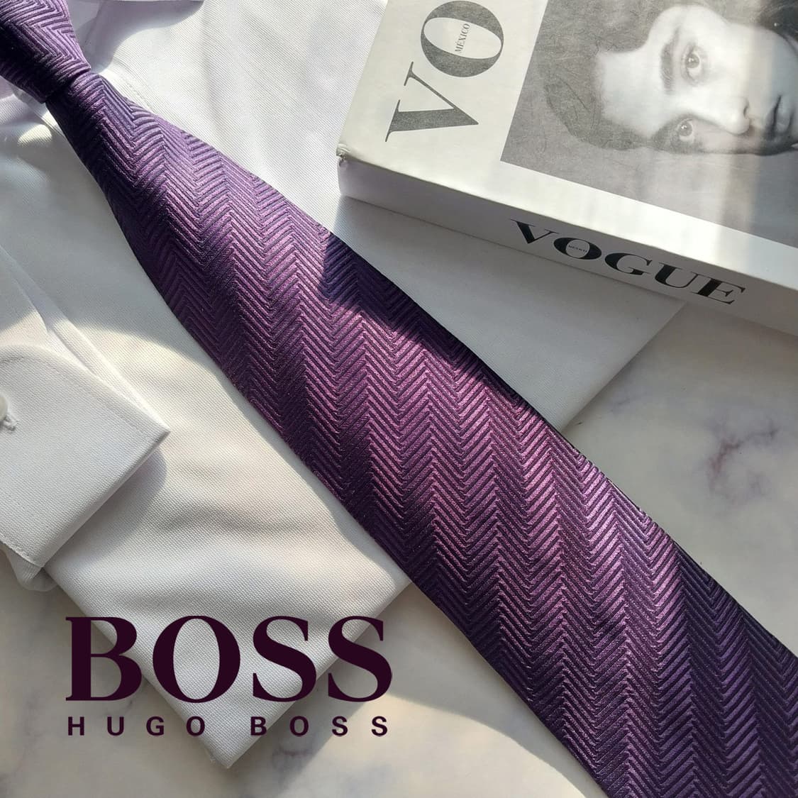 휴고 보스 실크 퍼플 헤링본 넥타이 8.4cm A+등급 K1883
 상품이미지1
