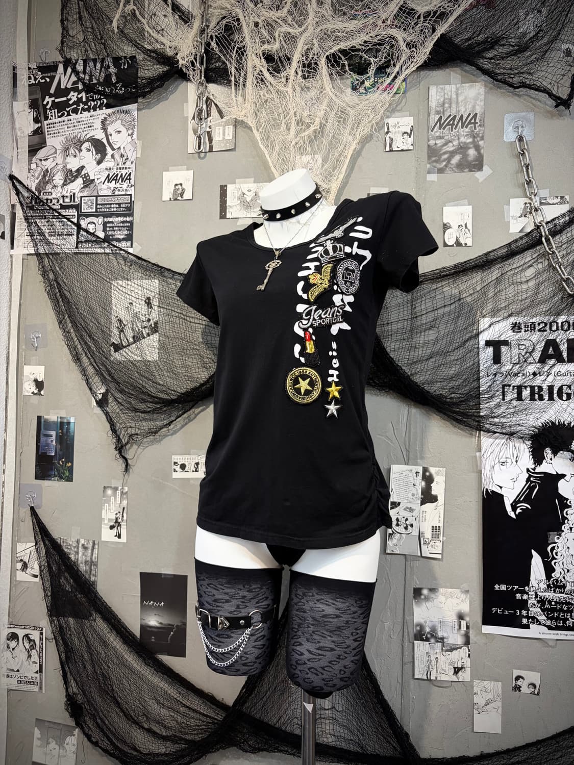 Y2K patch back web mesh short sleeve 상품이미지2