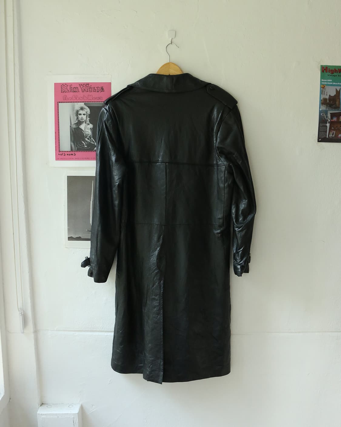 70s USA 블랙 레더 롱 코트 자켓 상품이미지6
