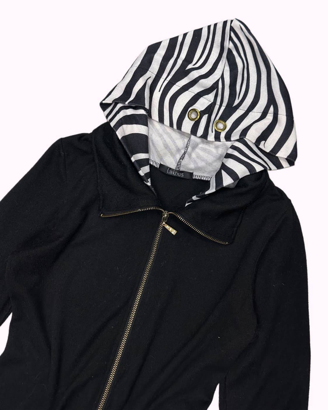 zebra layered knit hood zip-up 상품이미지3