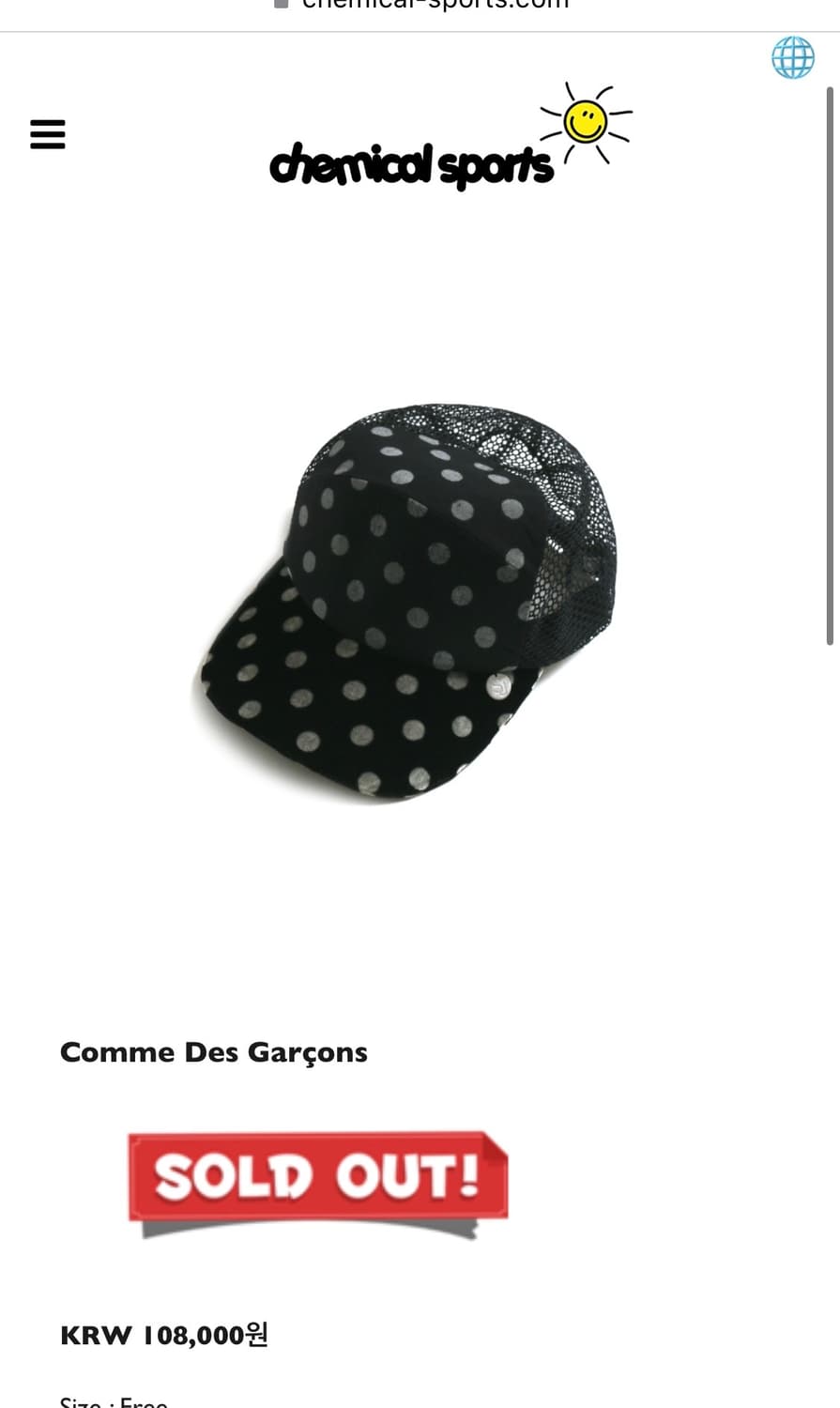 Comme Des Garçons Dot Mesh Cap 상품이미지1