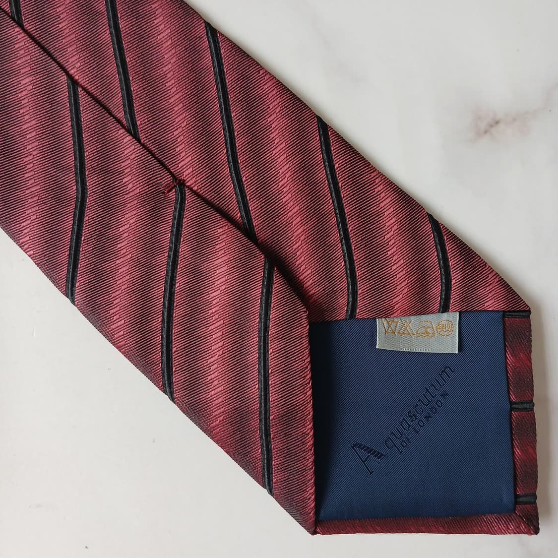아쿠아스큐텀 실크 와인 스트라이프 넥타이 9.7cm A+등급 G11 상품이미지7