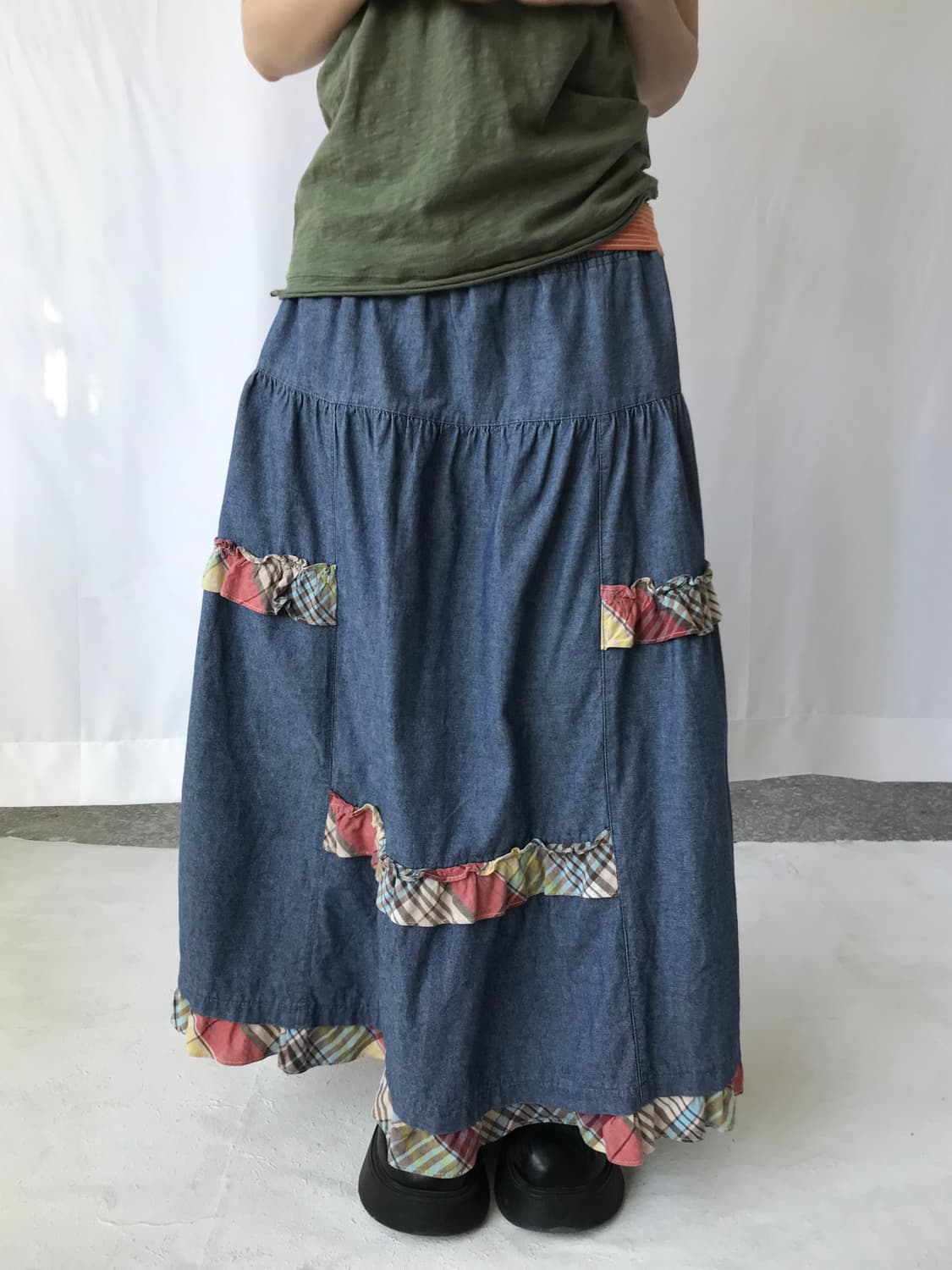 체크 프릴 스커트 상품이미지1