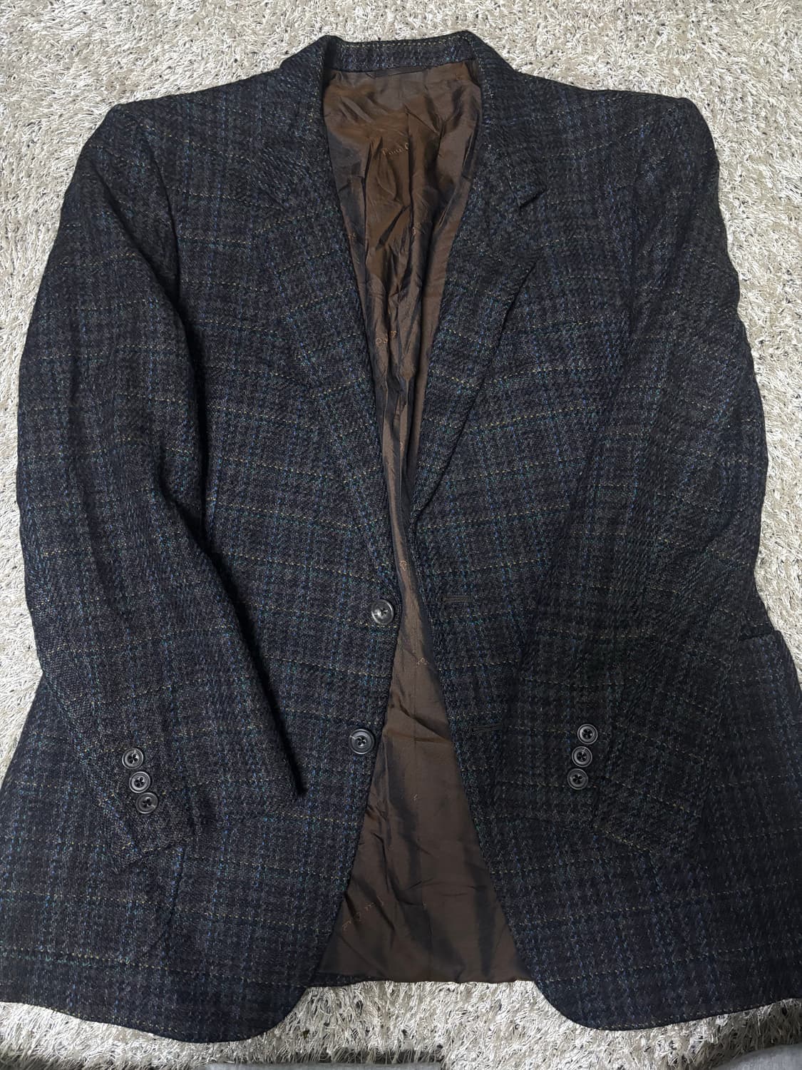 스코틀랜드 원단 울 체크 블레이저 사이즈 105 상품이미지1