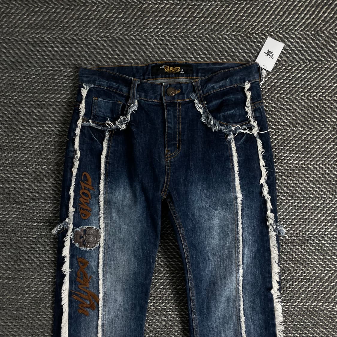 Y2K 빈티지 절개 디테일 자수 데님 팬츠o 3327 상품이미지4