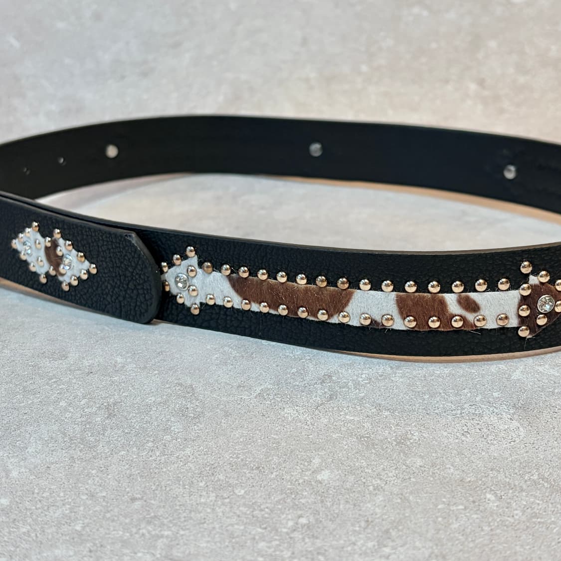 Oribell 에스닉 카우 송치털 애로우 스터드 y2k 웨스턴 가죽 벨트 상품이미지6