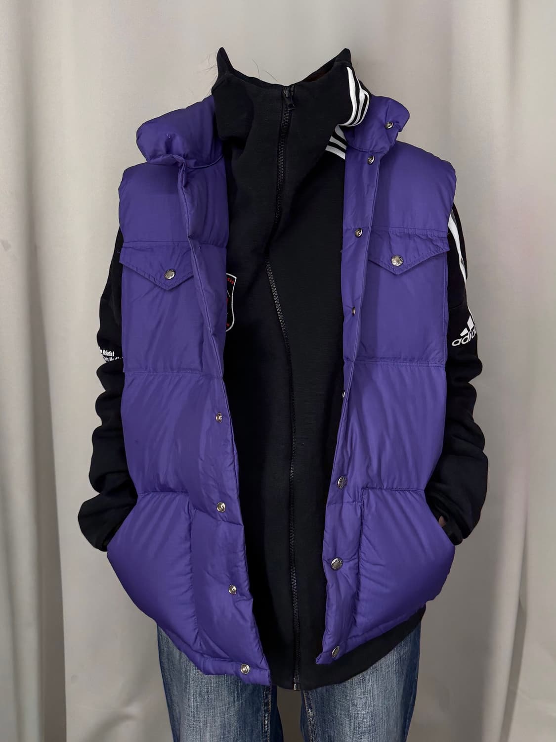 노스페이스 퍼플 나일론 조끼 재킷 B27 상품이미지4