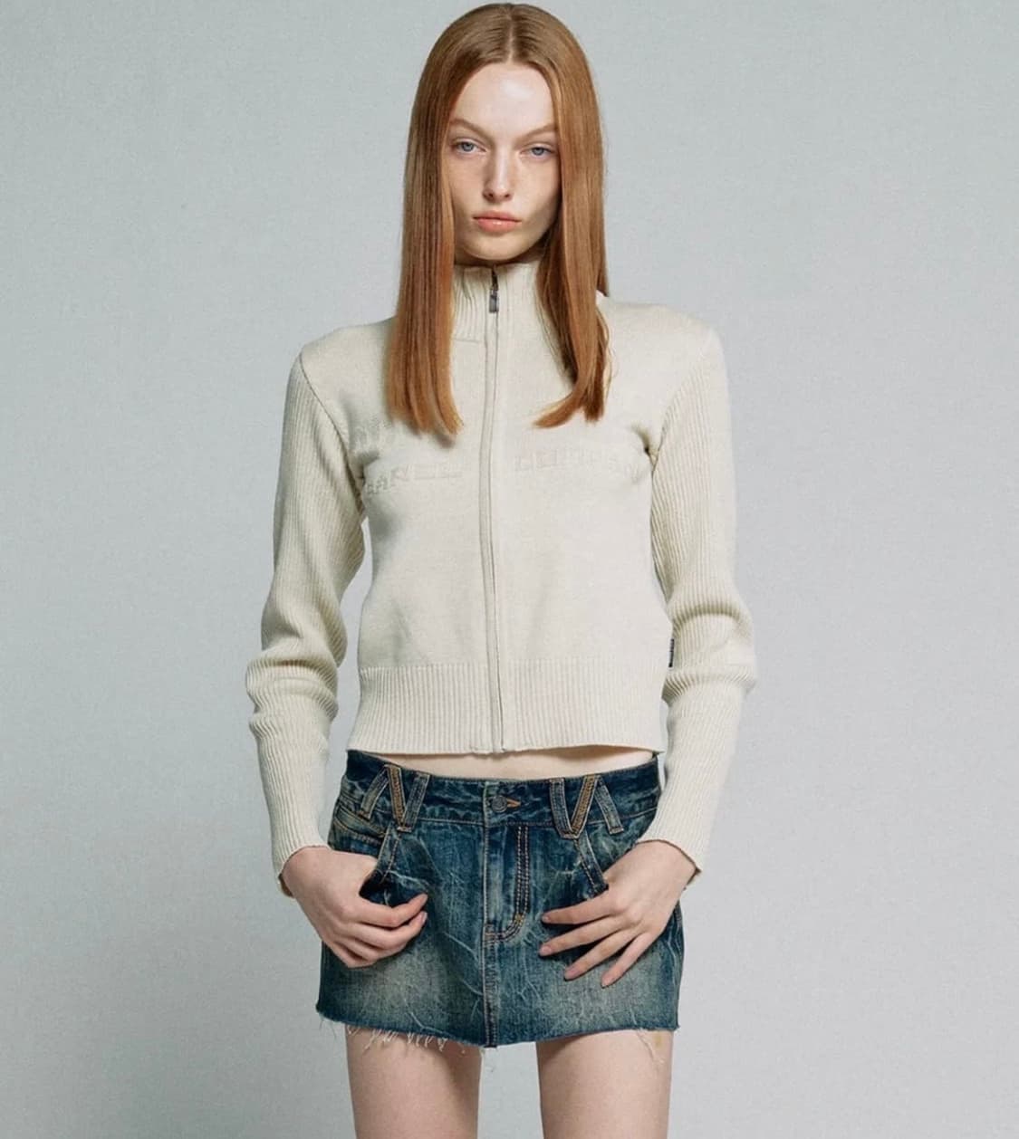 스컬프터 클래식로고 집업 스웨터 (아이보리) 상품이미지2