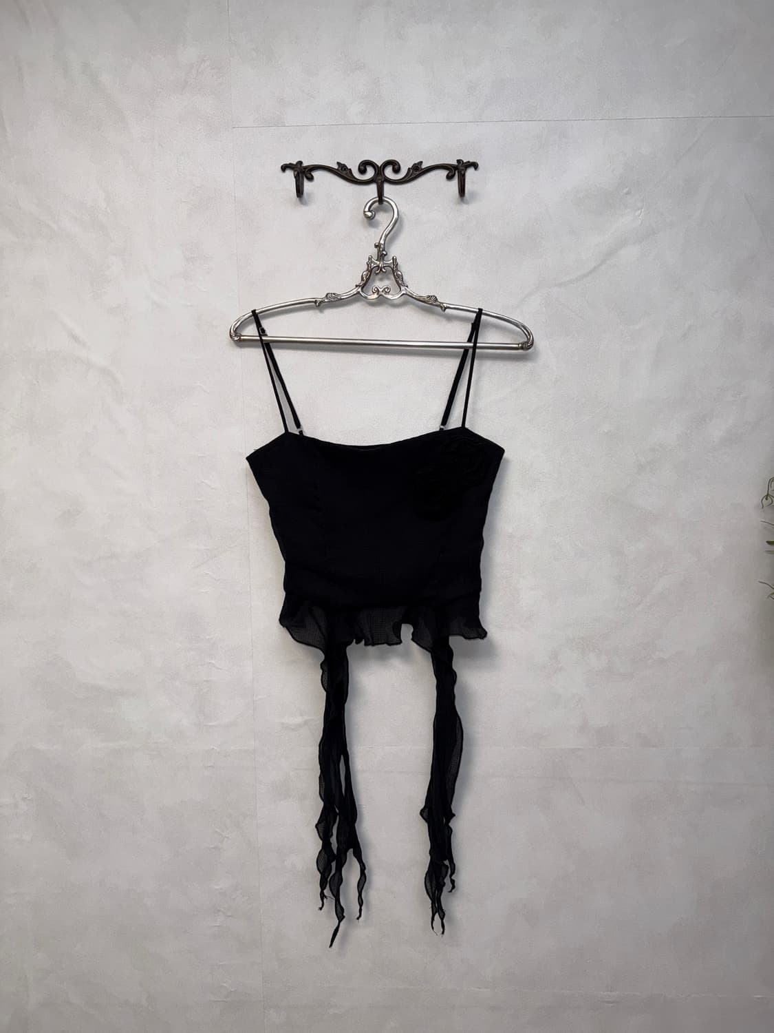 Black fairy flower corsage crop 슬리브리스 상품이미지4