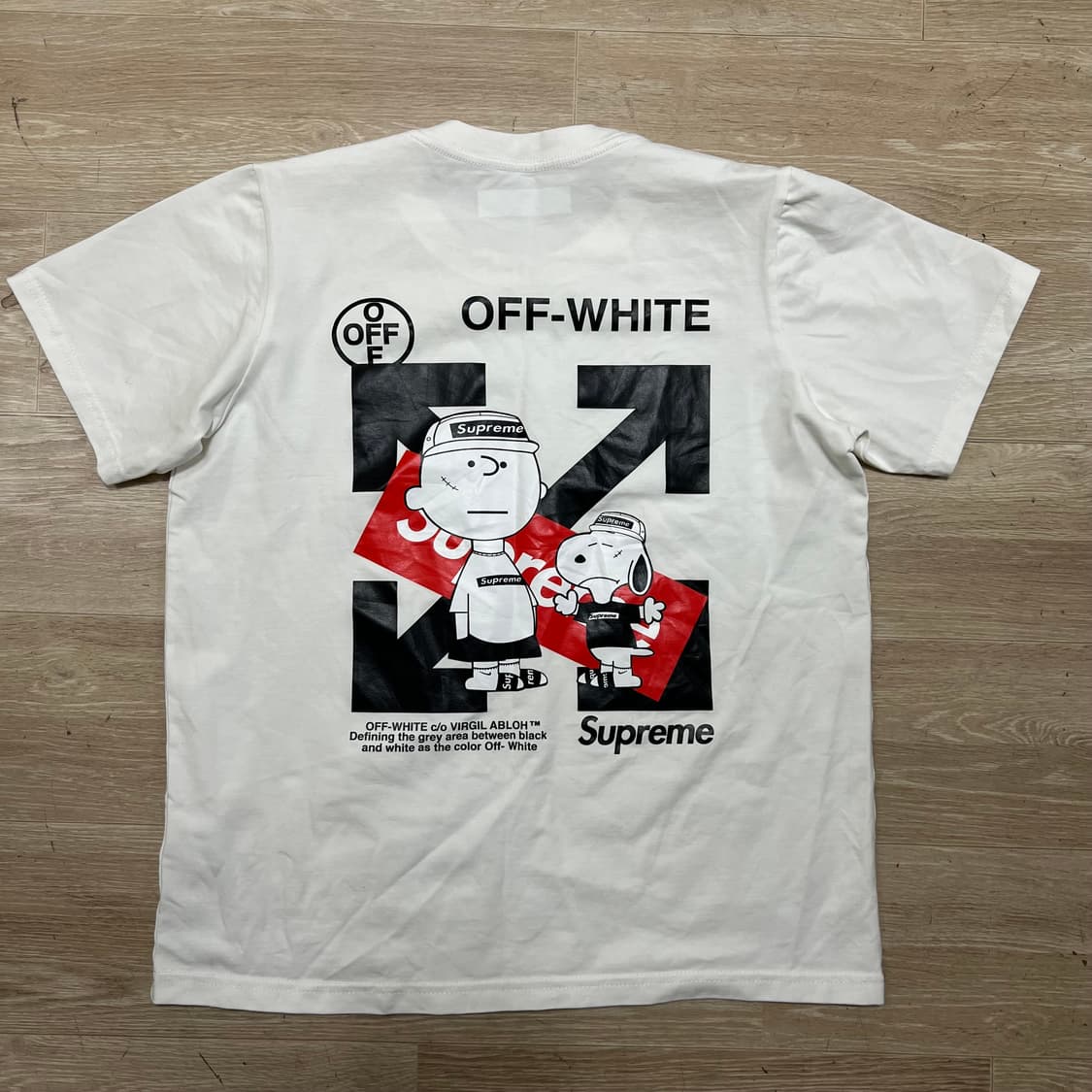 오프화이트 X 슈프림 피너츠 콜라보 반팔 티셔츠 [화이트] S/90 상품이미지6