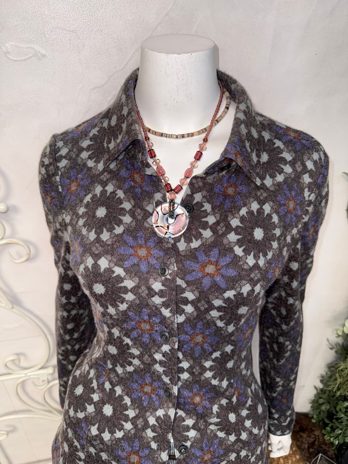 Purple blue marble beads necklace  상품이미지3