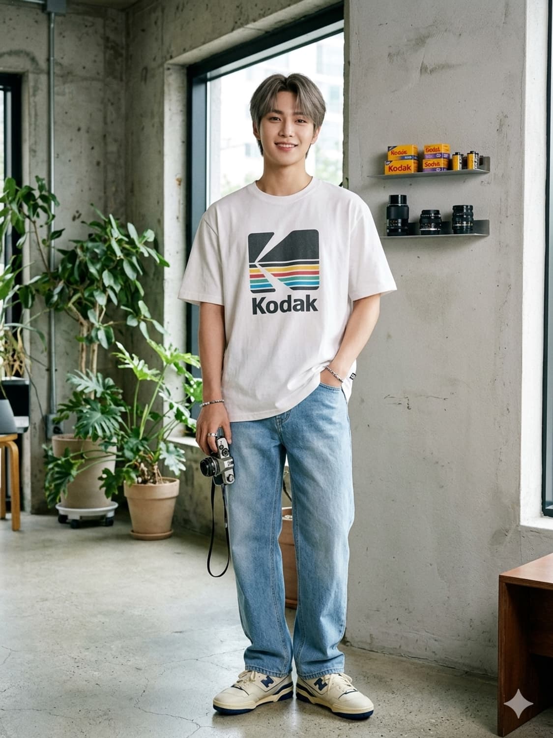 KODAK 코닥 시그니처 로고 반팔 티셔츠 화이트 상품이미지1