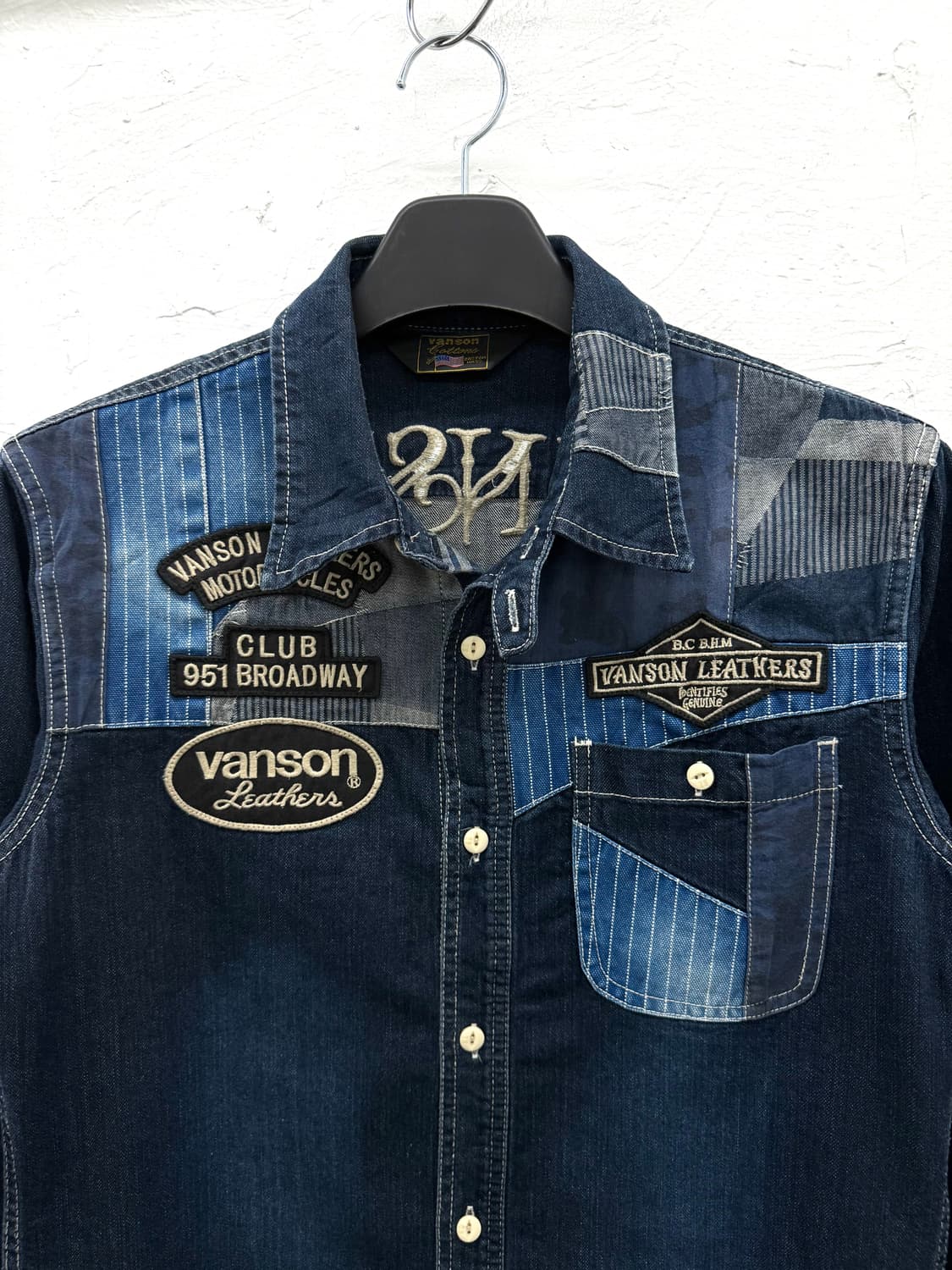 vanson 패치워크 데님 셔츠 상품이미지2