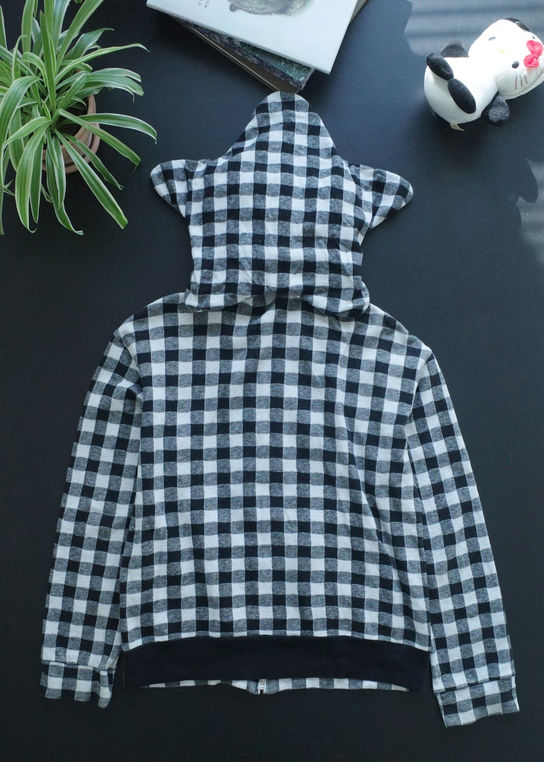 메르시보꾸 스타 체크 후드집업 상품이미지1