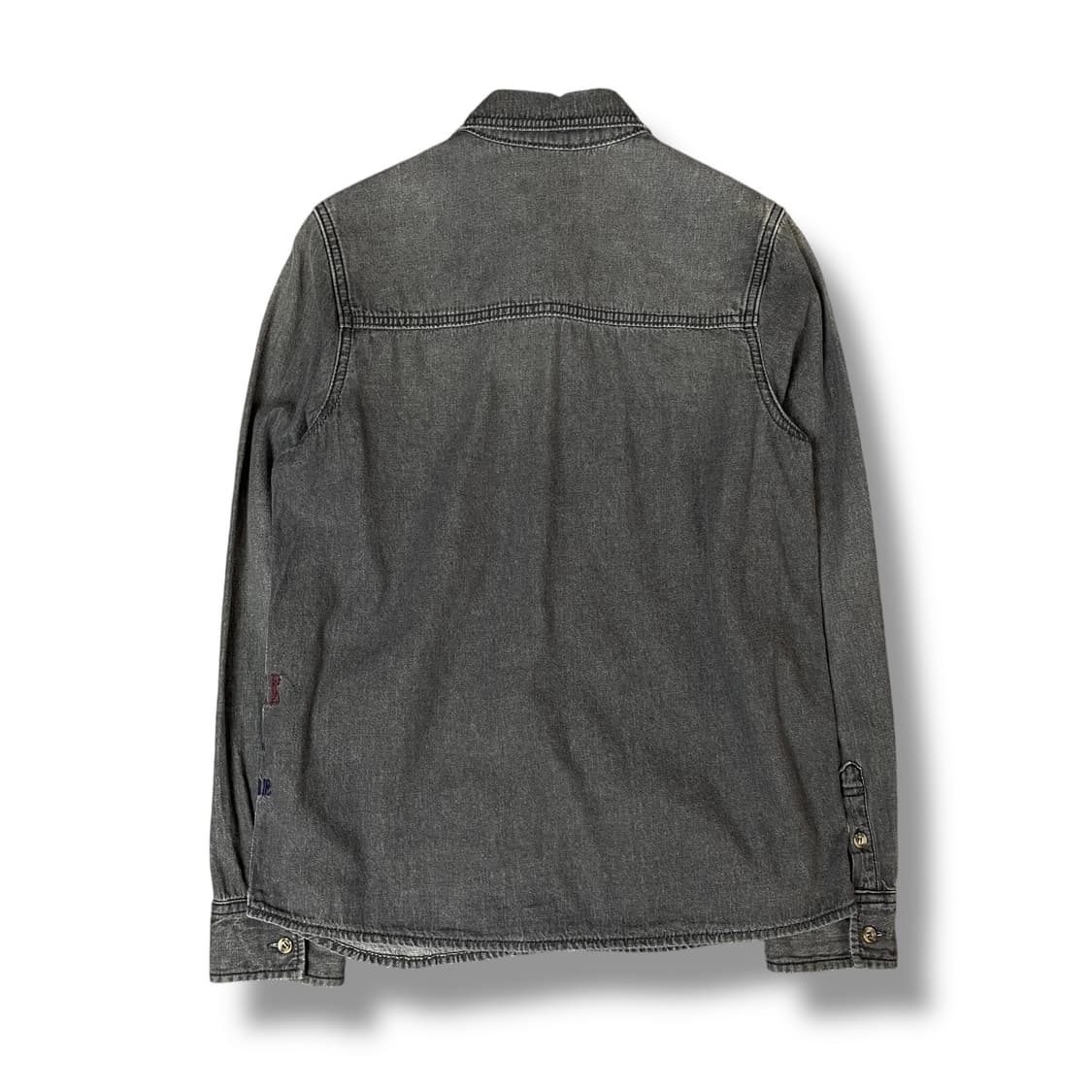 지프 빈티지 흑청 자수패치 데님셔츠 S 상품이미지2