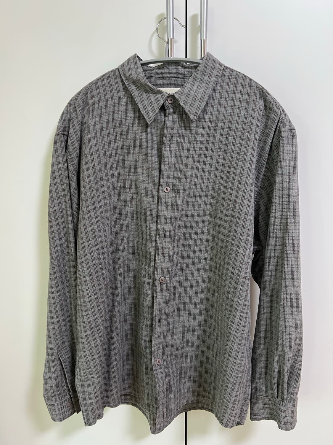 [2]파브레가 루이 오버 체크 셔츠 민트 그레이 상품이미지2