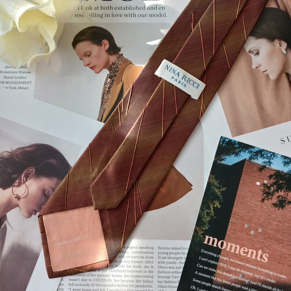 니나리치 실크 브라운 스트라이프 넥타이 9.4cm A등급 A18974
 상품이미지4