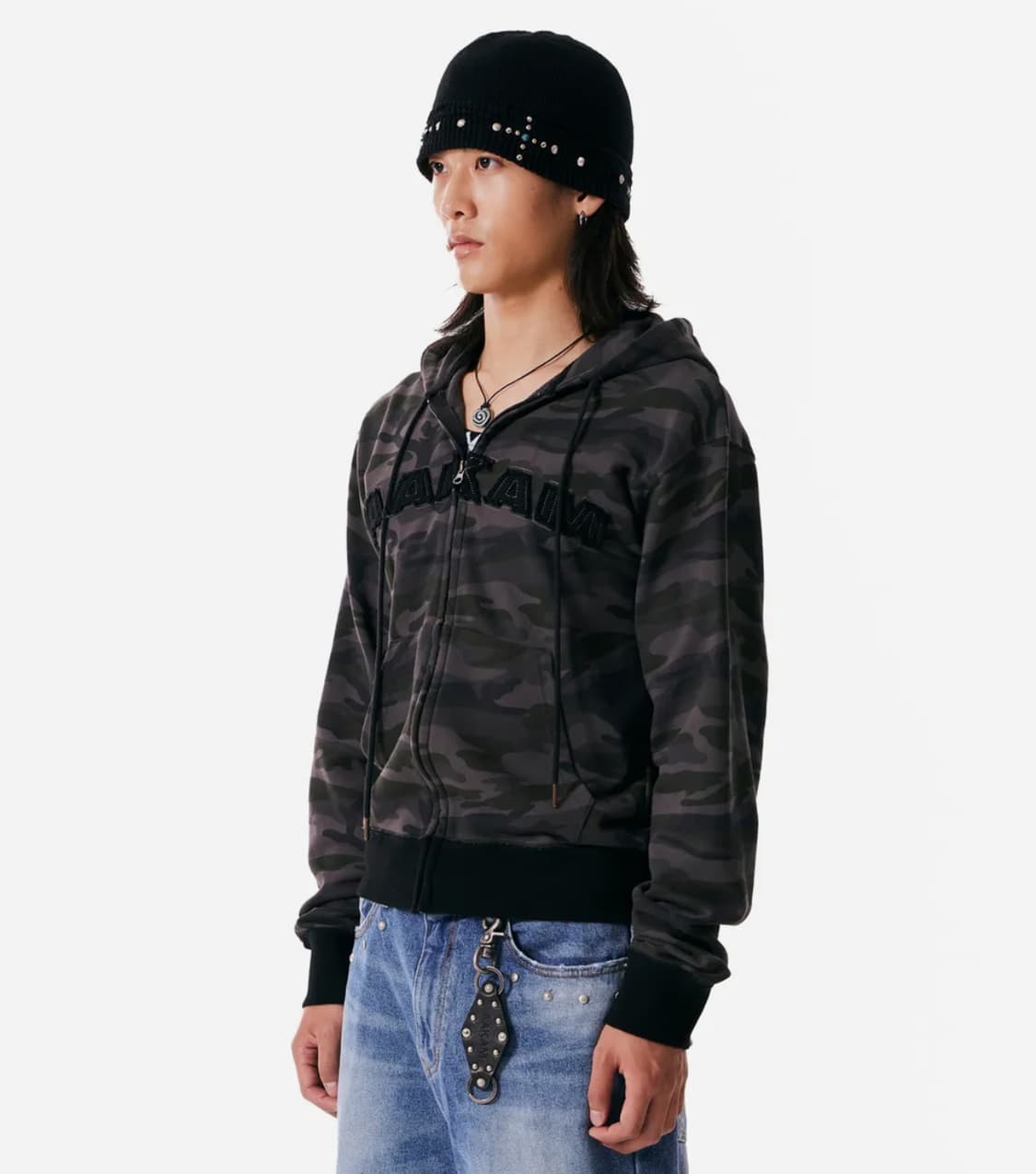 아캄 Contrast Logo Zip-up Hoodie (Black) 상품이미지2