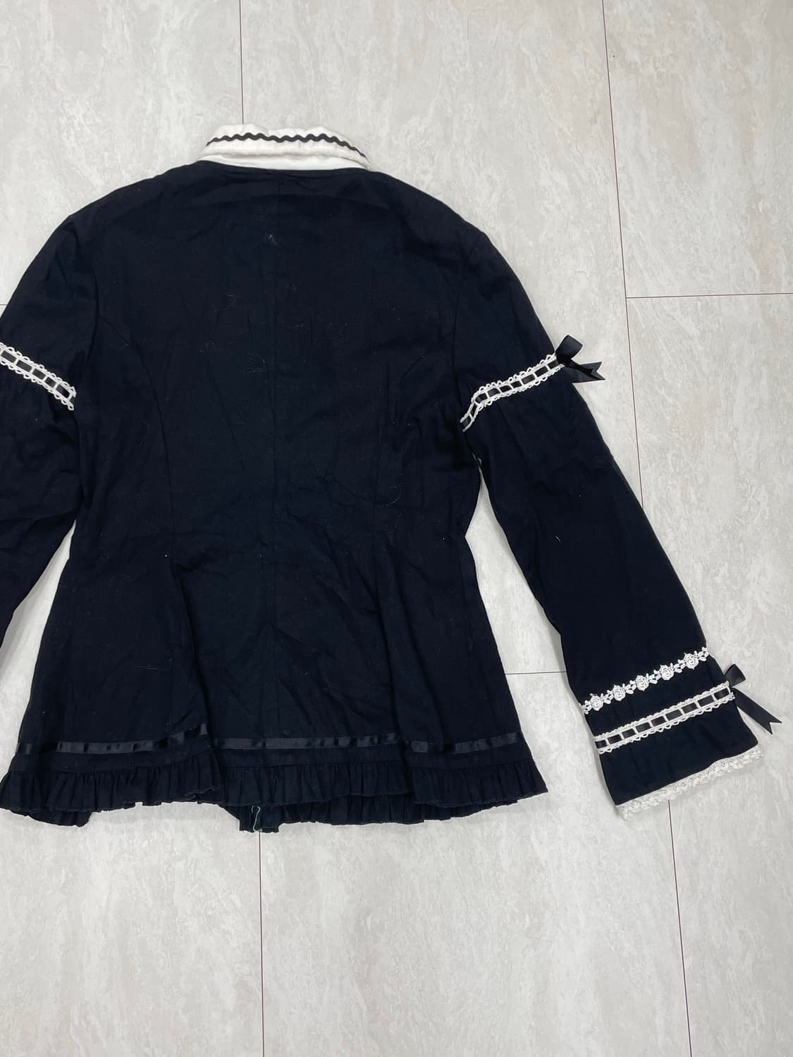 바디라인 아카이브 고스 로리타 블랙 레이스 리본 자켓/셔츠 세트 상품이미지5