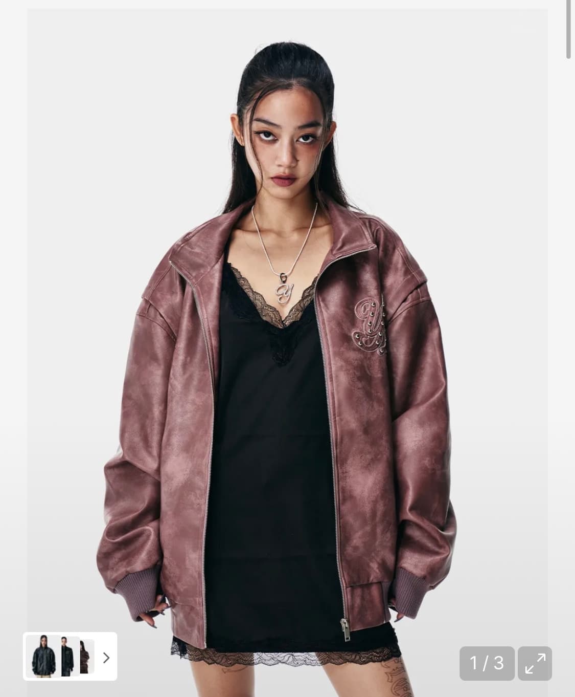 와이이이엘 FAUX LEATHER WINGED JACKET PINK 상품이미지1