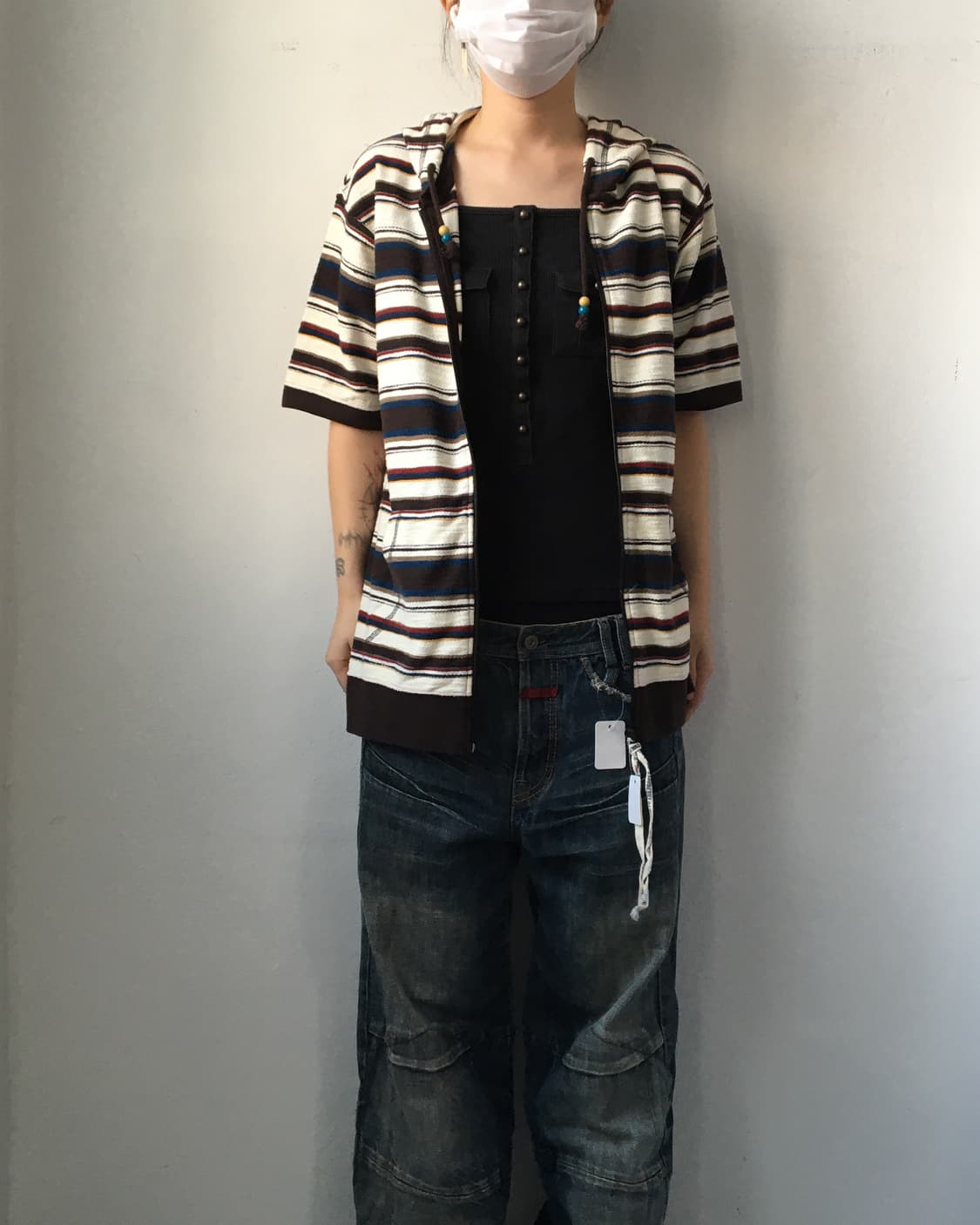 Stripe pattern hood zip up 상품이미지6