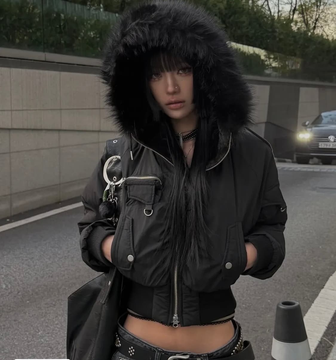 스키즘인듀싱HOODED PUFFER JACKET BLACK 상품이미지2