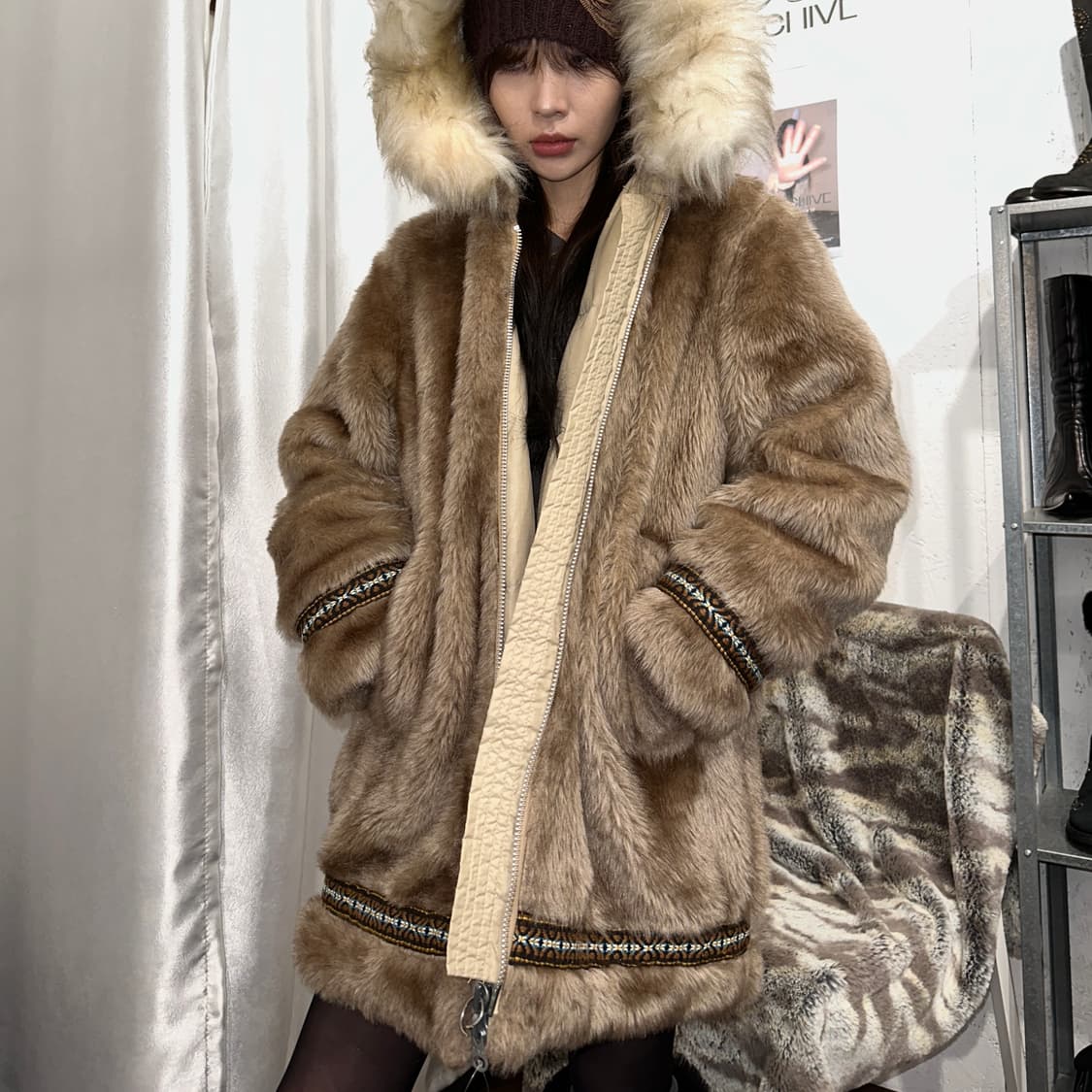 1970s 빈티지 HANSA 털 구스 다운 패딩 코트 상품이미지1