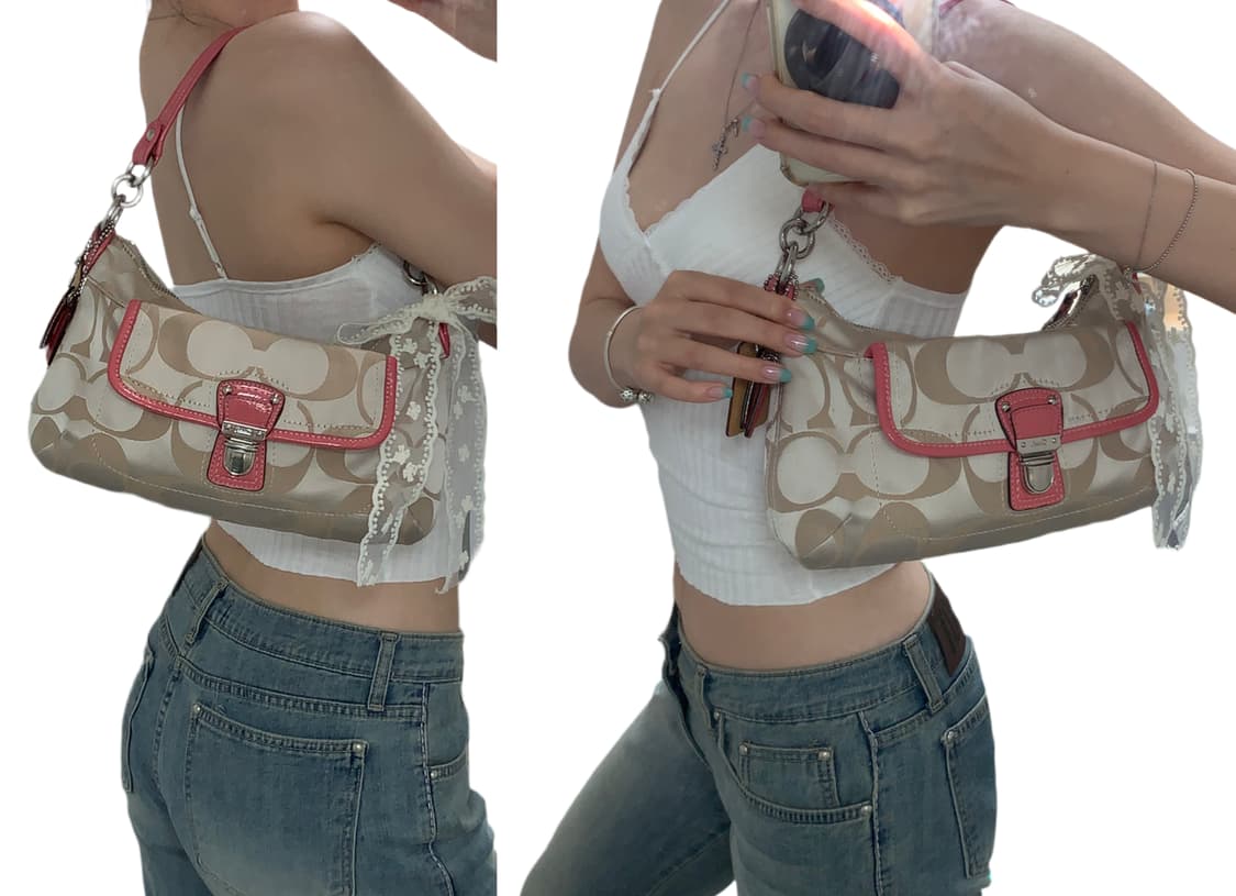 Coach pink ivory y2k shoulder bag 상품이미지2