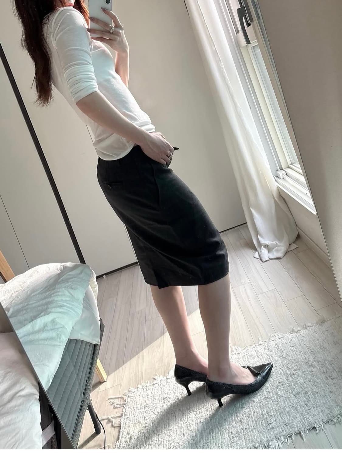 Ralph Lauren Charcoal Midi Skirt 상품이미지3