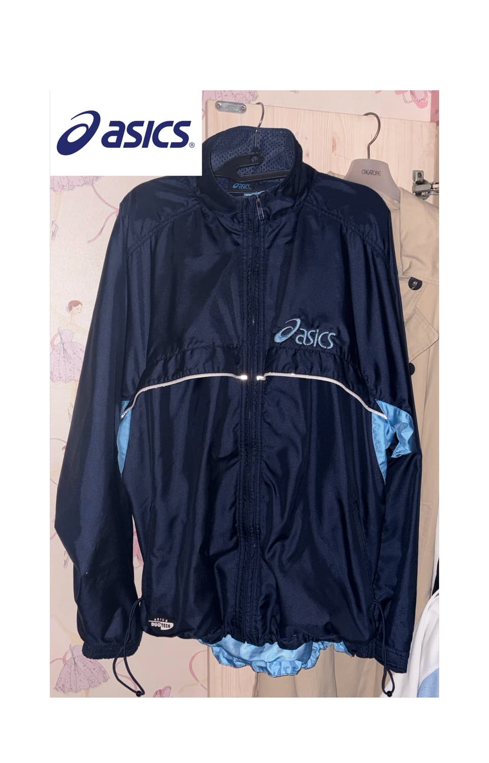 아식스 90‘s 올드스쿨 네이비 & 스카이블루 배색 바람막이 y2k 상품이미지1