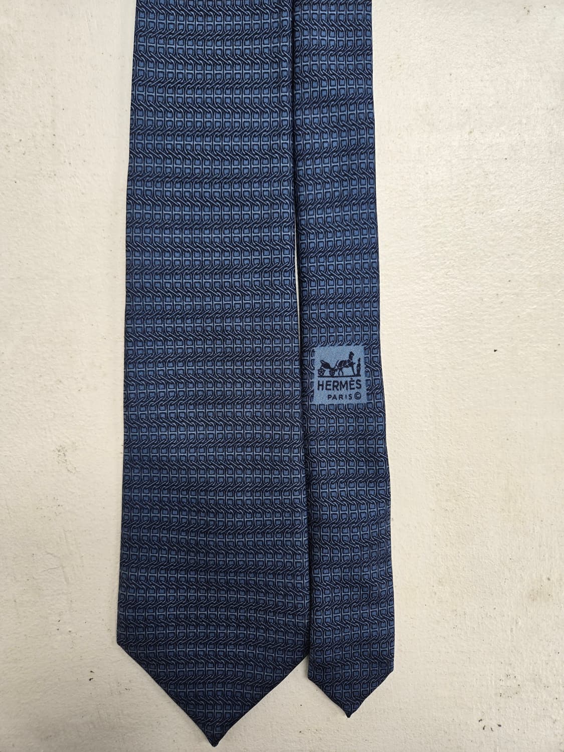 에르메스 블루 패턴 실크넥타이 상품이미지1