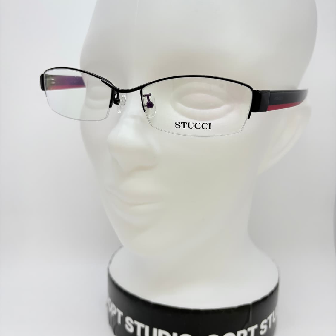 STUCCI 블랙 스퀘어 반무테 빈티지안경 상품이미지5