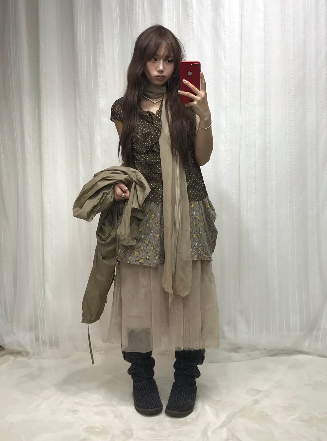 데일리 카키 하구미 잔꽃 타미힐피거 집업 코디세트 상품이미지3