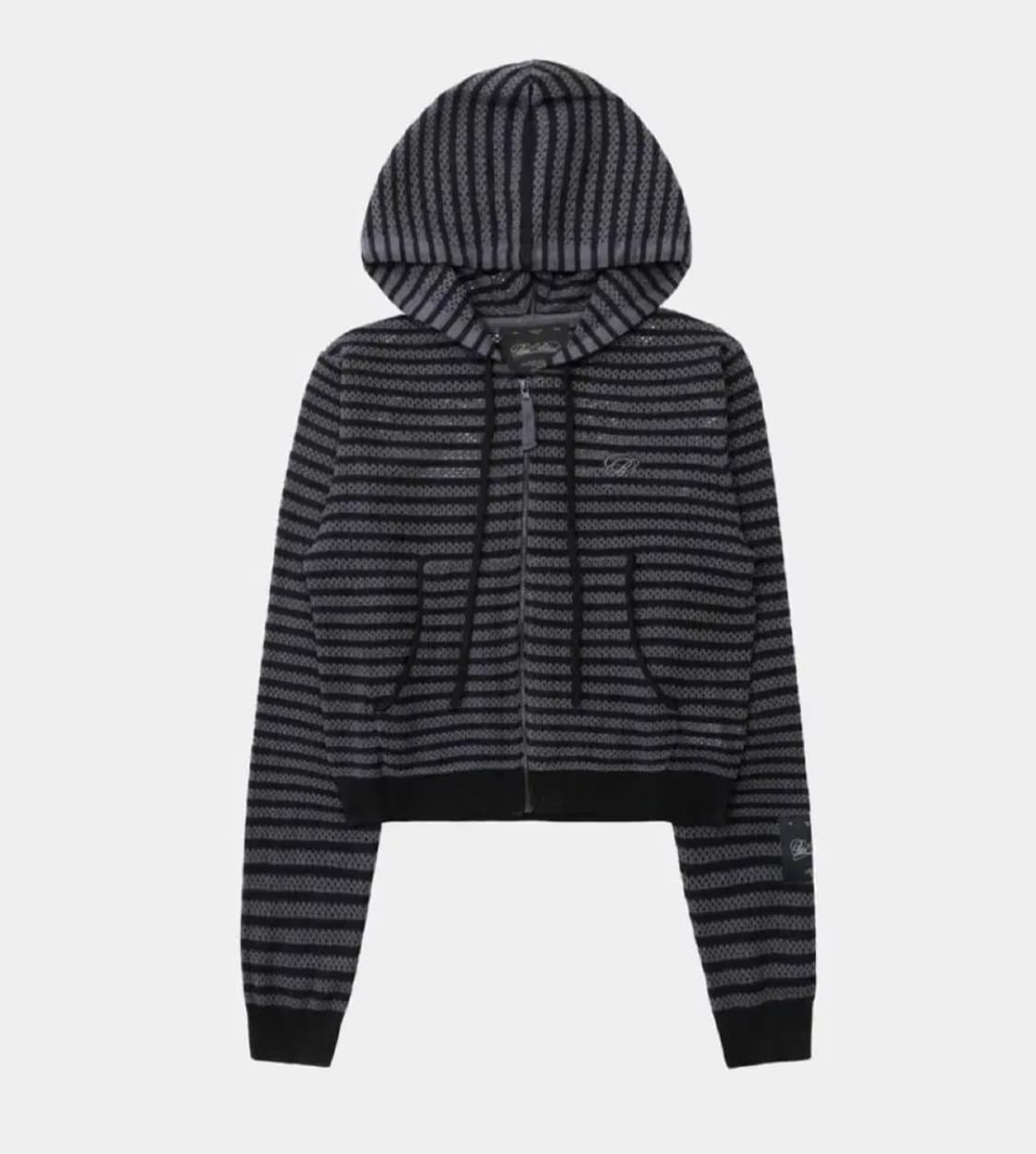 [새상품]배드블러드 스트라이프 크로쉐 니트 후드집업 상품이미지2