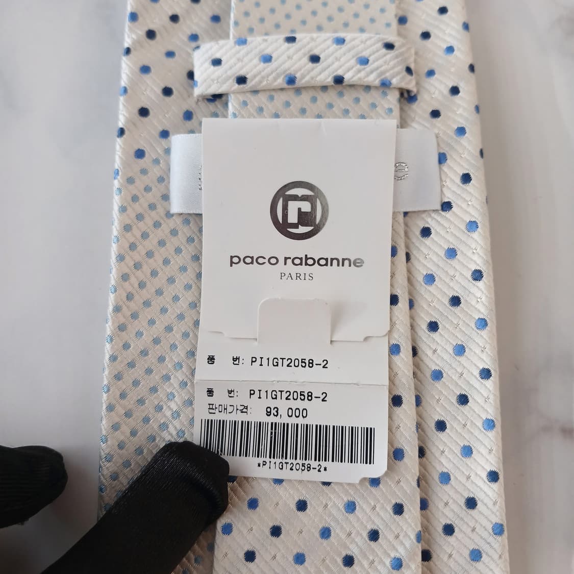 파코라반 실크 화이트&블루 도트 넥타이 9.2cm 새상품 A19064
 상품이미지7