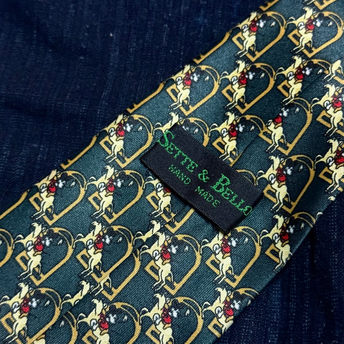 Serre & Bello 미키마우스 & 목마 패턴 실크 타이 상품이미지3