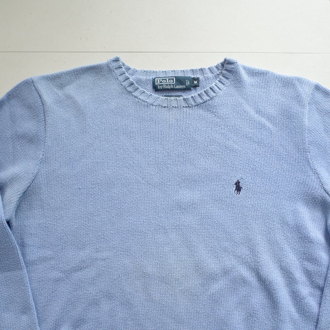 90s 폴로 랄프로렌 정품 코튼 니트 스카이블루 M 상품이미지2
