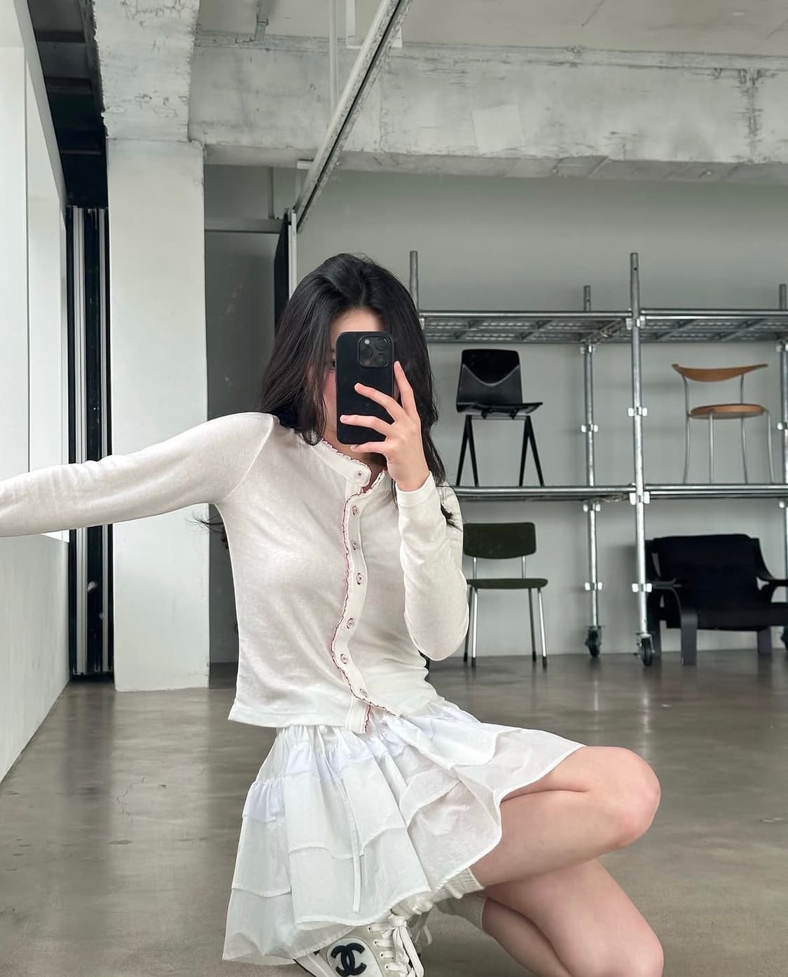더티스 까눌레나일론프릴셔링스커트 낫유어드라이로즈쓰리타임즈클리시어아이당클럽 상품이미지5