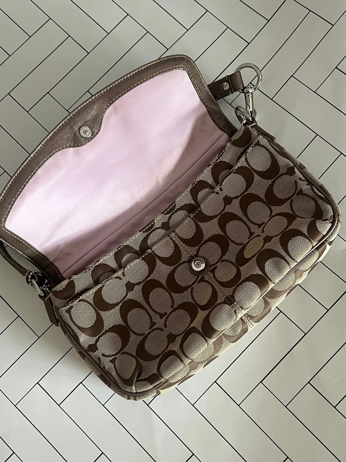 90s coach 코치 시그니처 브라운 숄더백 상품이미지8