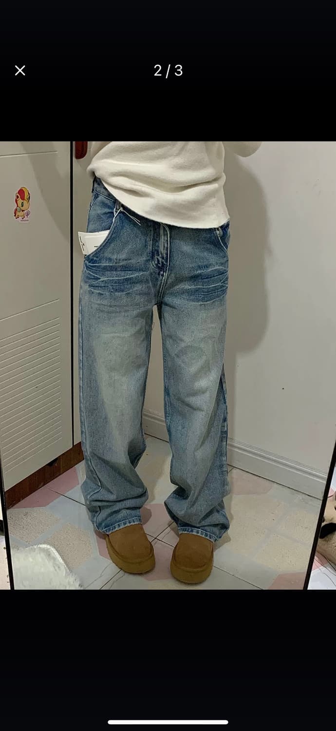 아메리칸 레트로워싱 와이드 데님팬츠 상품이미지6