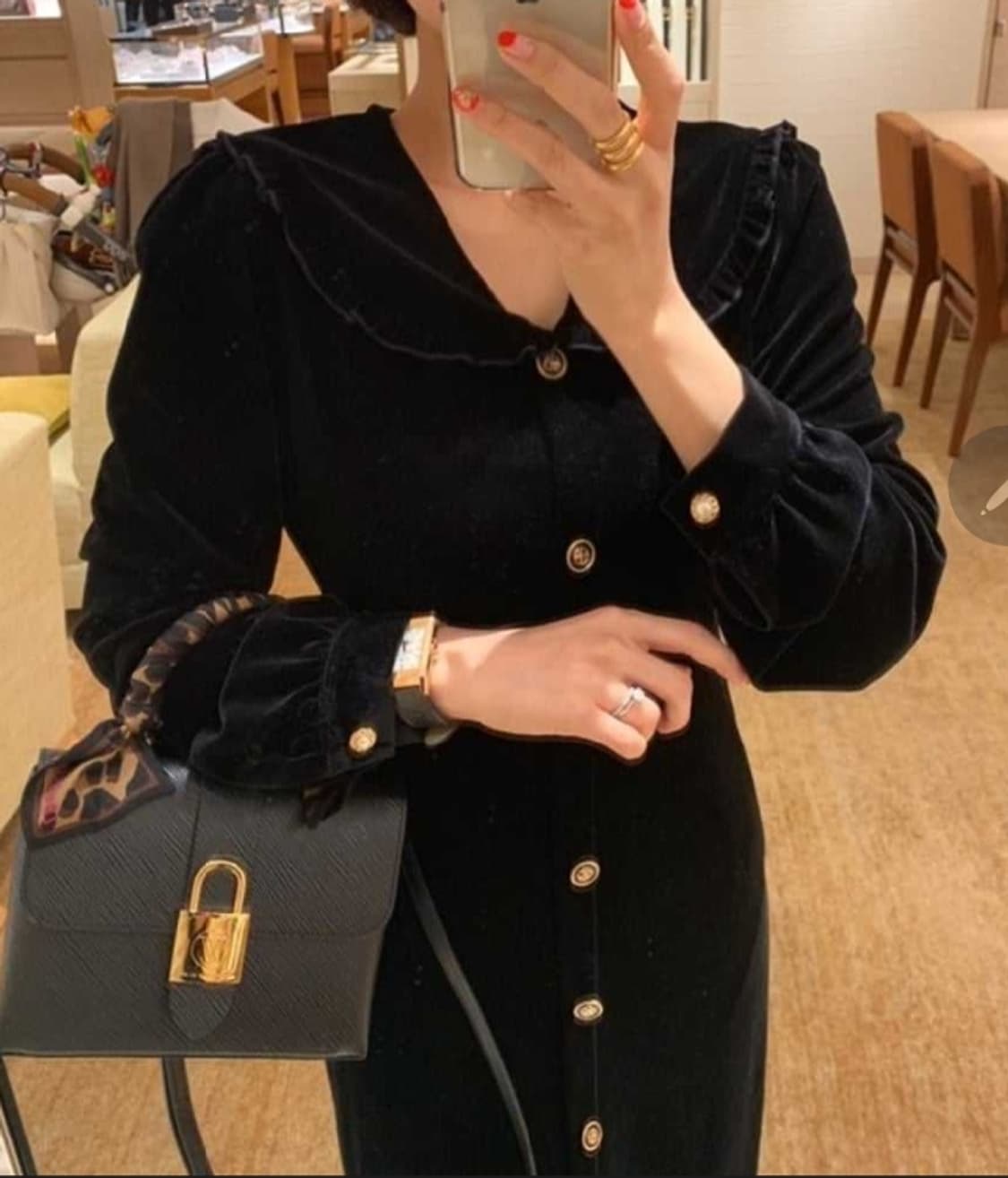 임블리 프릴 쎄일러카라  벨벳 원피스 상품이미지1