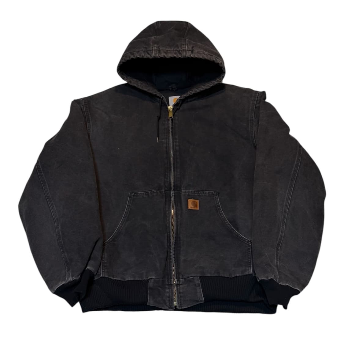 칼하트 J130 액티브 후드 가죽탭 워크자켓 BLK 상품이미지1