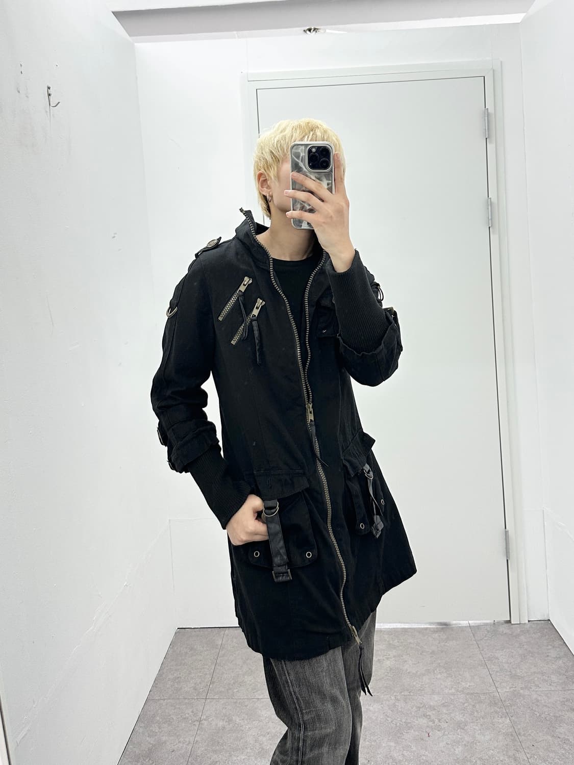 00s zipper leather detail 2way jacket 상품이미지1